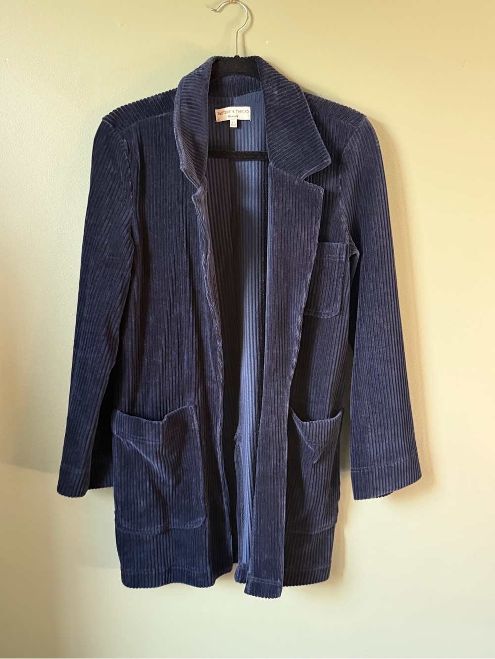 Madewell Texture & Thread Velour Corduroy Blazer - Deep Navy - Size XS
